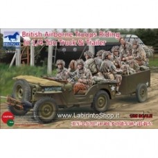 British Airborne Troops Riding in 1/4 ton Truck and Trailer
