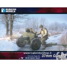 Rubicon Models 1/56 28mm Plastic Model Kit Anti Tank Gun 37mm Gun M3 with Crew