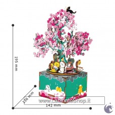 New Hands Craft 3D Puzzle DIY Dollhouse Music Boxes Cherry Blossom Tree Am409