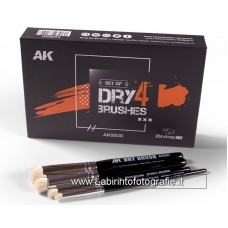AK Interactive - AK9300 Dry Brushes Set di 4 pennelli