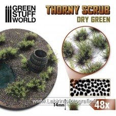 Green Stuff World Thorny Scrub - 14mm self-adhesive - Dry Green 48x