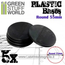 Green Stuff World Plastic Bases - Round 55mm BLACK