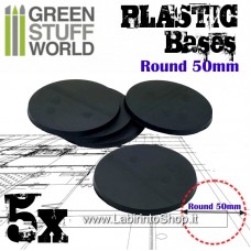Green Stuff World Plastic Bases - Round 50mm BLACK