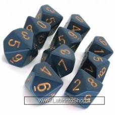Chessex Opaque Polyhedral Dusty Blue with Copper - Set di 7 Dadi