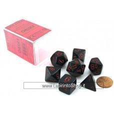 Chessex Opaque Polyhedral Black Red - Set di 7 Dadi