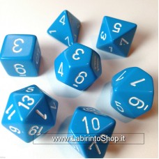 Chessex Opaque Polyhedral Light Blue White - Set di 7 Dadi
