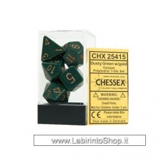 Chessex Opaque Polyhedral Dusty Green with Copper - Set di 7 Dadi