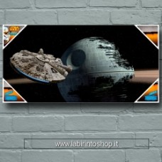 SD TOYS POSTER SW EP7 Millenium Falcon vs Death Star GLASS POSTER
