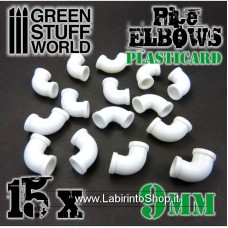 Green Stuff World Plasticard Pipe ELBOWS 9mm
