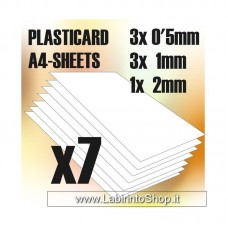 Green Stuff World ABS Plasticard A4 - Variety 7 sheets pack