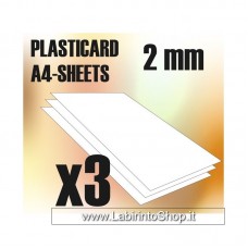 Green Stuff World ABS Plasticard A4 - 2 mm COMBOx3 sheets