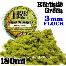 Green Stuff World Static Grass Flock 3 mm - Realistic Green - 180 ml