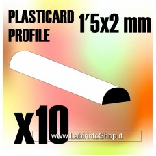 Green Stuff World ABS Plasticard - Profile SEMICIRCLE 2 mm