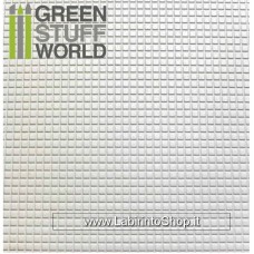 Green Stuff World ABS Plasticard - SMALL SQUARES Textured Sheet - A4