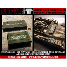 Reality In Scale - 35241 - 1/35 - 54mm - German 75mm Short Ammo Boxes with Archer Decals