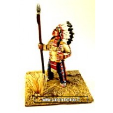 Dixon Minitures - Plains Wars - Indians - AP21 - Indian chief- headdress - war shirt and pants - standing with spear