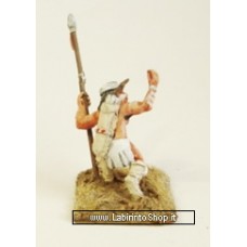 Dixon Minitures - Plains Wars - Indians - AP07 - Warrior- crouching with spear - signaling - half naked