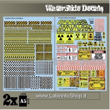 Green Stuff World Waterslide Decals - Caution Strips and Signs