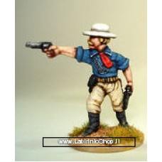 Dixon Minitures - Plains Wars - Lieutenant Colonel George A. Custer - 'fireman's' shirt & hat - standing firing pistols