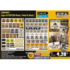 ETA Diorama - 632 - 1/35 - WWII German Signs Attention Mines Metal