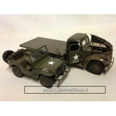 New Ray Classic Armour 1941 Chevy Military Flatbed Truck & Willys Jeep Diecast - 1:32 Scale
