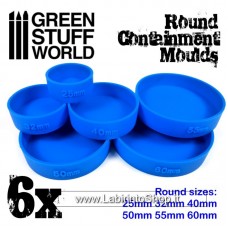 Green Stuff World 6x Containment Moulds for Bases - Round