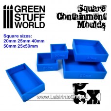 Green Stuff World 5x Containment Moulds for Bases - Square