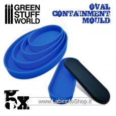 Green Stuff World 5x Containment Moulds for Bases - Oval