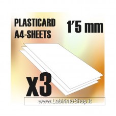 Green Stuff World ABS Plasticard A4 - 1'5 mm COMBOx3 sheets
