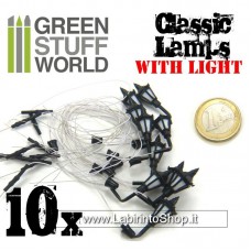 Green Stuff World 10x Classic Wall Lamps with LED Lights