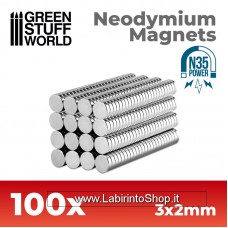 Green Stuff World Neodymium Magnets 3x2 mm - 100 units