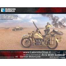 Rubicon Models 1/56 28mm Plastic Model Kit German Motorcycle R75 with Sidecar