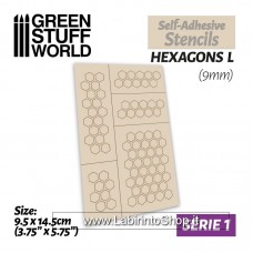 Green Stuff World Self-adhesive stencils - Hexagons L - 9mm