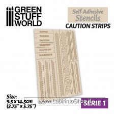 Green Stuff World Self-adhesive stencils - Caution Strips