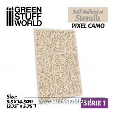 Green Stuff World Self-adhesive stencils - Pixel Camo