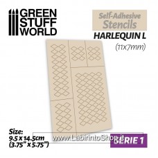 Green Stuff World Self-adhesive stencils - Harlequin L - 11x7mm