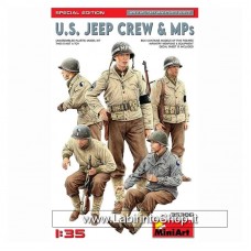 Miniart 1/35 U.s. Jeep Crew and Mps Plastic Model Kit