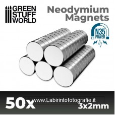Green Stuff World Neodymium Magnets 3x2mm - 50 units (N35)