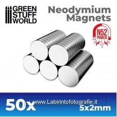 Green Stuff World Neodymium Magnets 5x2mm - 50 units (N52)