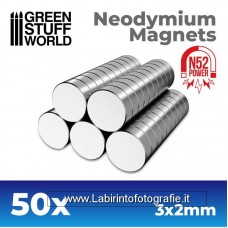 Green Stuff World Neodymium Magnets 3x2mm - 50 units (N52)