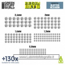 Green Stuff World Resin Bits Slotted Hexagon 1/48 130 pcs