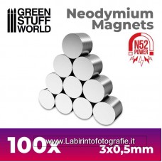 Green Stuff World Neodymium Magnets N52 3x0.5 mm - 100 units 