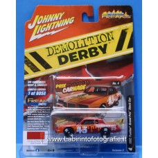 Johnny Lightning - Street Freaks - Demolition Derby - 1982 Pontiac Grand Prix Stock Car Cans of Deep Red with Orange