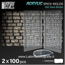 Green Stuff World Acrylic Brick Molds 1/35 Old Town Bricks pack x 2