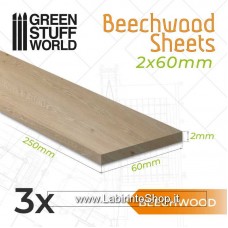 Green Stuff World Beechwood Sheet 2x60x250mm