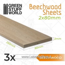 Green Stuff World Beechwood Sheet 2x80x250mm