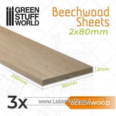 Green Stuff World Beechwood Sheet 2x80x250mm