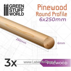 Green Stuff World Pinewood Round Profile 6x250mm