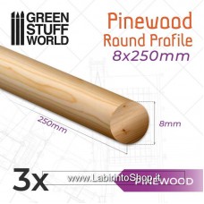 Green Stuff World Pinewood Round Profile 8x250mm