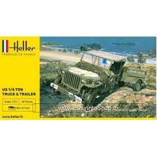 Heller 1/72 79997 Us 1/4 Ton Truck and Trailer Jeep  